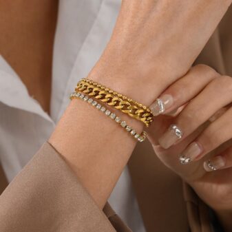 Effortless elegance. A perfect trio of gold bracelets to elevate any look.