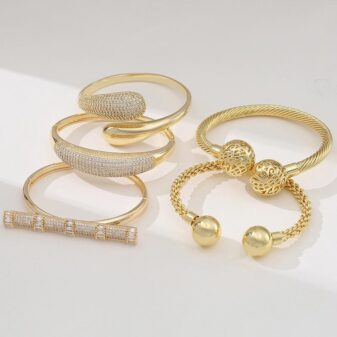 18k gold set zircon opening adjustable exquisite bracelet
