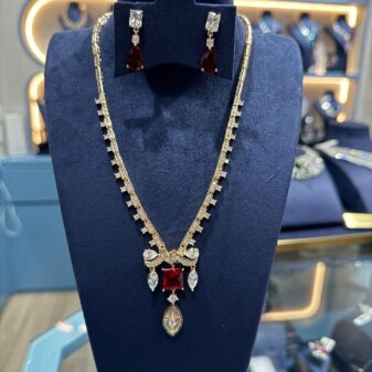 High-End Zircon Pearl Earrings Necklace Jewelry Set
