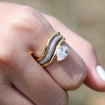 S925 Silver Combination Three-Piece Set Drop-Shaped Moissanite Ring Set Still Stacked Ring