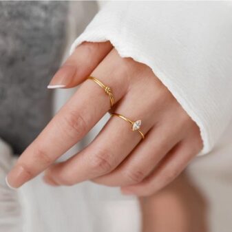 Golden Small Stone Ring