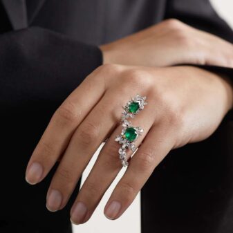 Diamond Cut Green Stone Ring