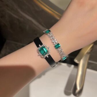 Green Stone Black Belt Bracelet