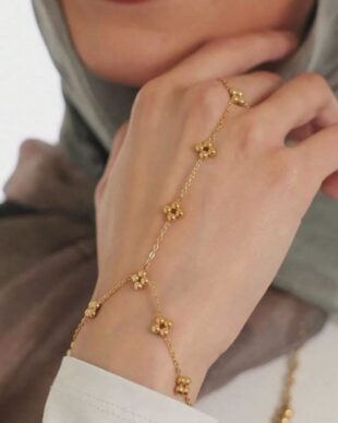 Stainless Steel Gold-Colored Four-Leaf Flower